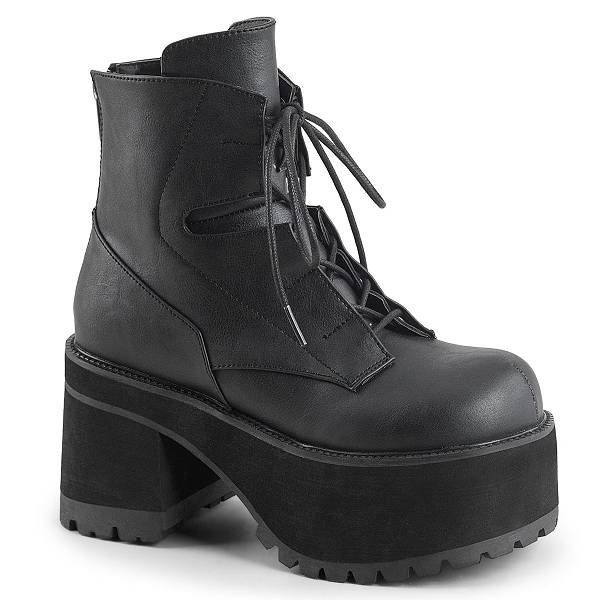 Demonia Women's Ranger-102 Platform Ankle Boots - Black Vegan Leather D8096-73US Clearance